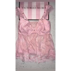 NWT Victoria’s Secret Dream Angels Pink Wicked Unlined Fly-Away Bra Top Sz S-DD